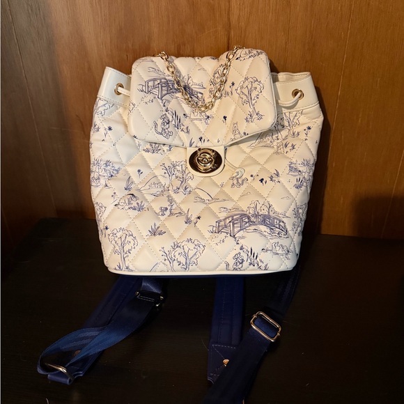 Elegant Winnie the Pooh White and Blue Quilted Backpack